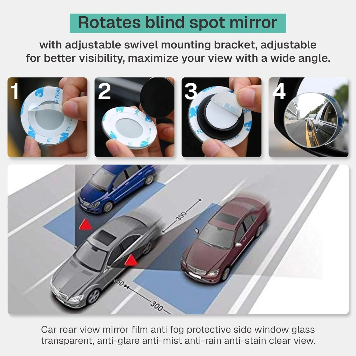 Car Blind Spot Mirror 2 Pc Set - Image 11