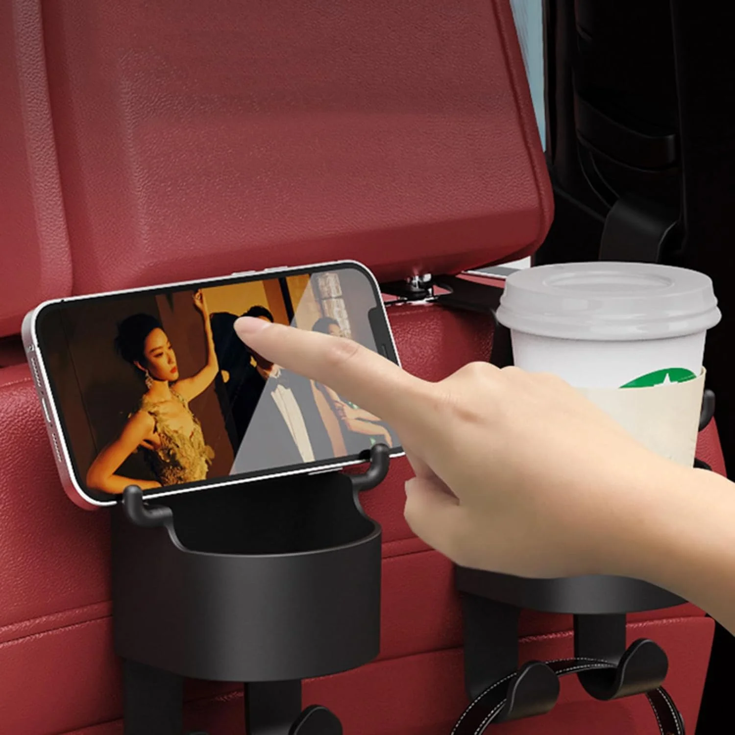 3-in-1 Car Headrest Backseat Organizer with Phone Holder & Hooks for Travel - Image 3