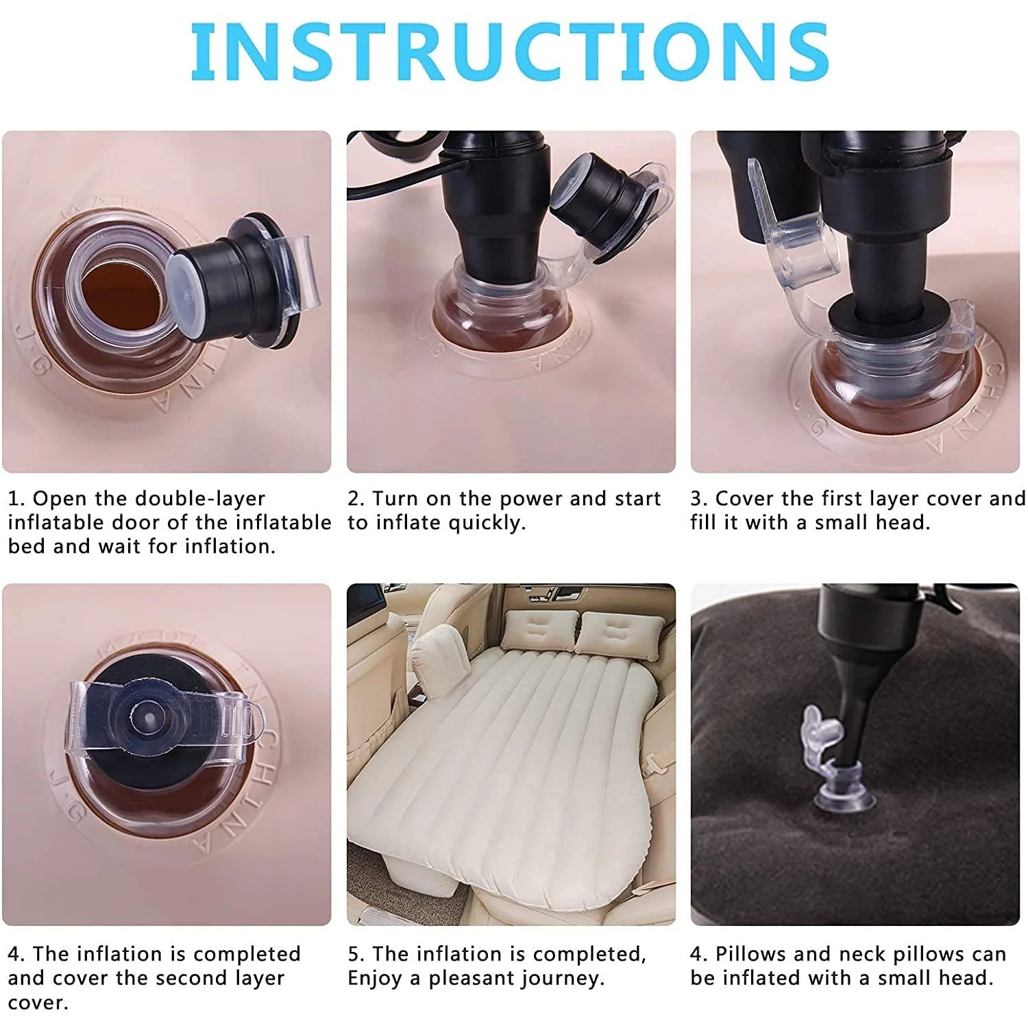 Comfy Car Camping: Inflatable Bed with Pillows & Pump (Portable) - Image 7