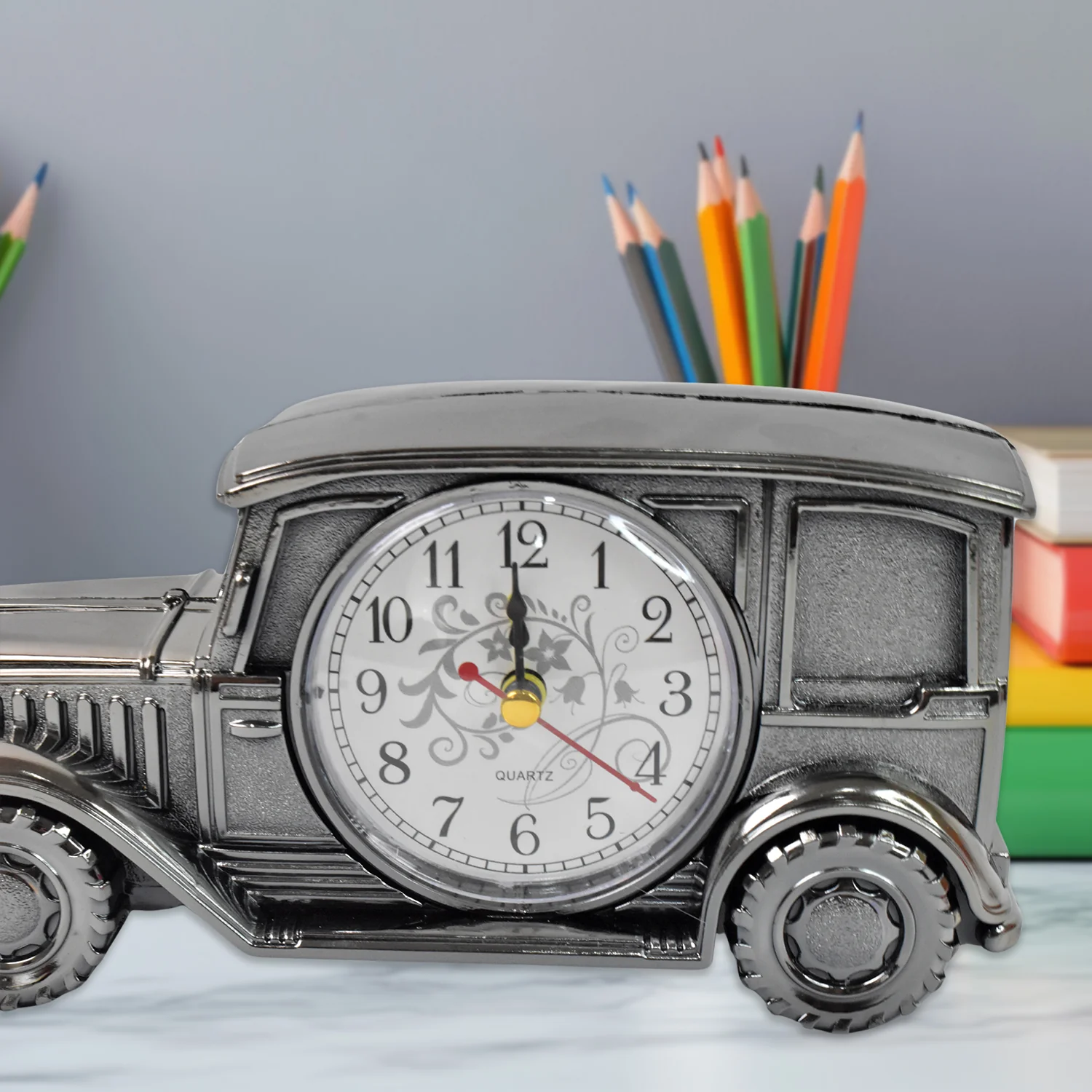 Car Model Clocks, Pen Holder Function ABS Material Alarm Clock Office Desk Bedroom - Image 5