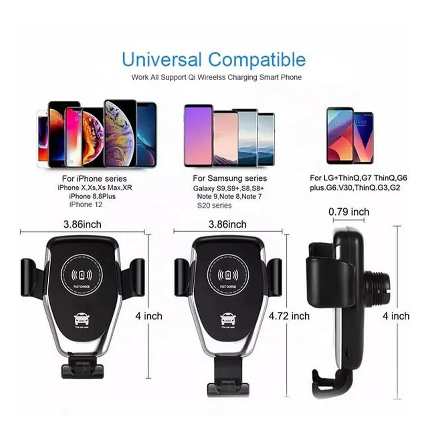 Car Phone Holder Wireless Car Charger 10W Qi Fast Charging Car Charger - Image 6