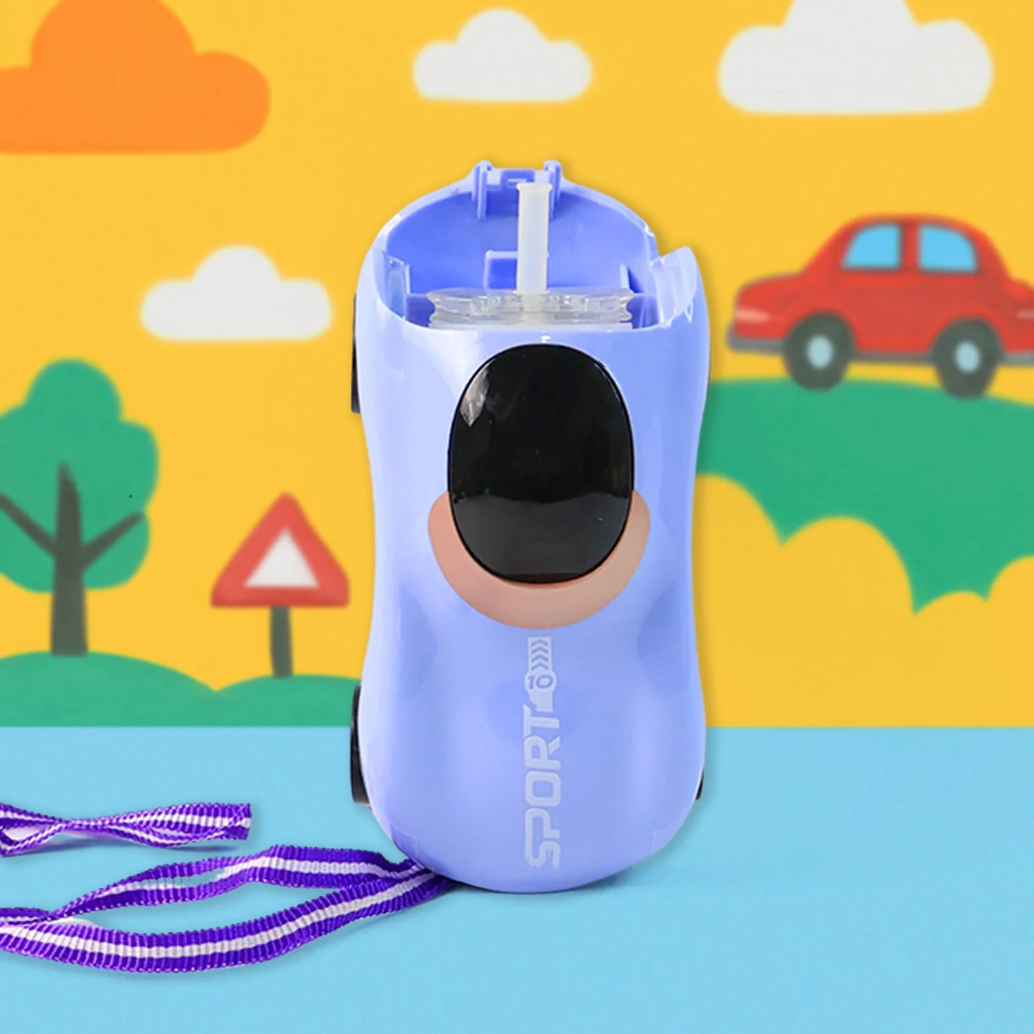 Car Shape Water Bottle with Built-in Straw 280ml (1 Pc) - Image 6