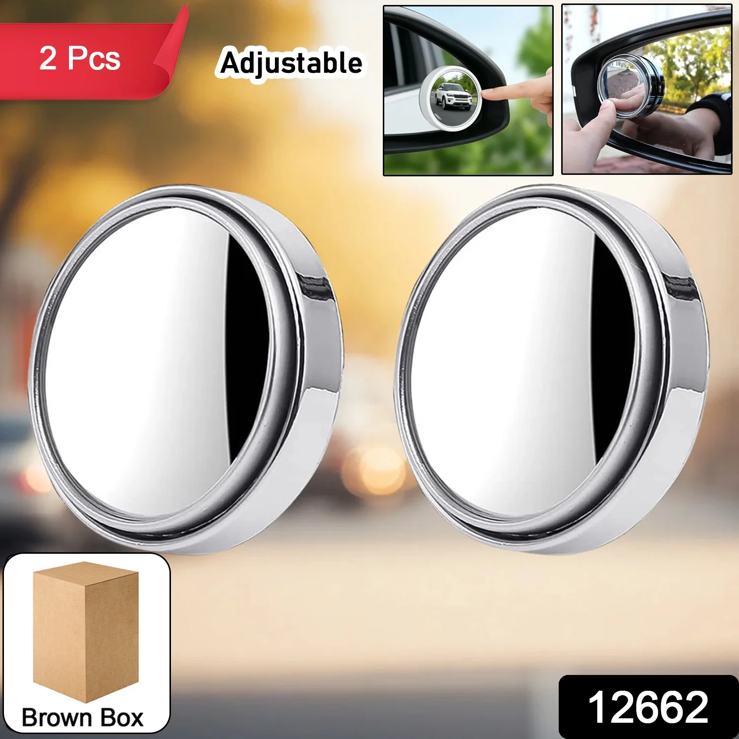 Car Silver Round Blind Spot adjustable Mirror 2 Pc - Image 2