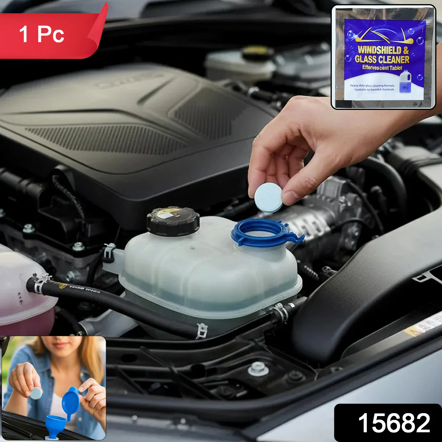 Car Windshield Glass Cleaning Effervescent Tablet (1 Pc) - Image 2