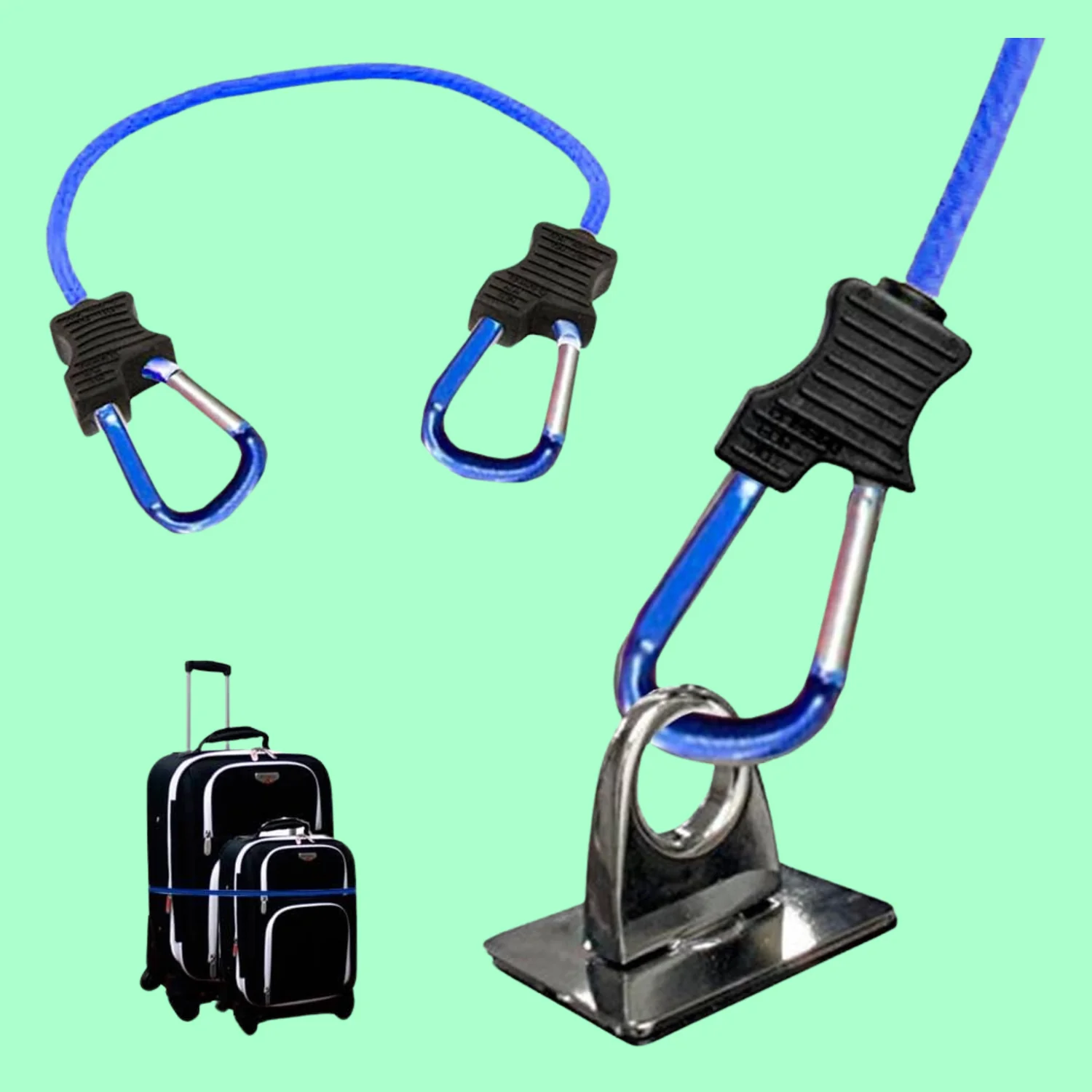 Carabiner Bungee Cord with Hook for Luggage & Bags (1 Pc / Mix Color) - Image 7