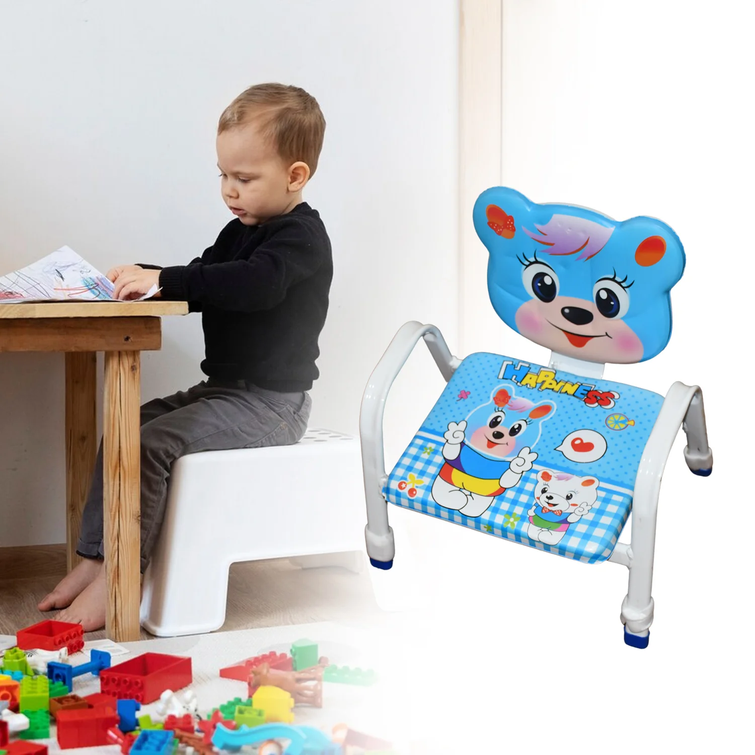 Cartoon Baby Chair Strong Steel Cushion & Comfortable Baby Chair High Quality Chair (1 Pc) - Image 3