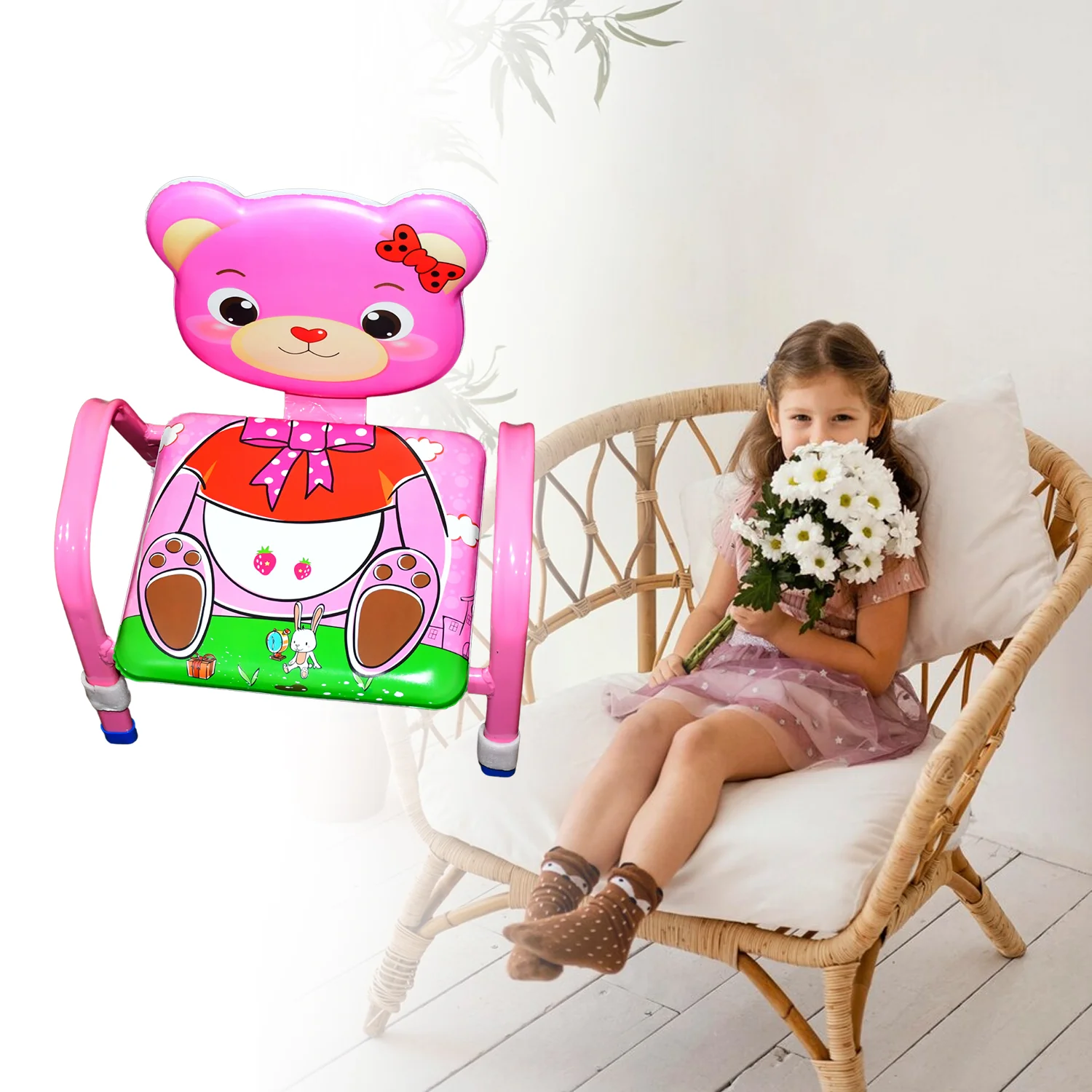 Cartoon Baby Chair Strong Steel Cushion & Comfortable Baby Chair High Quality Chair (1 Pc) - Image 3