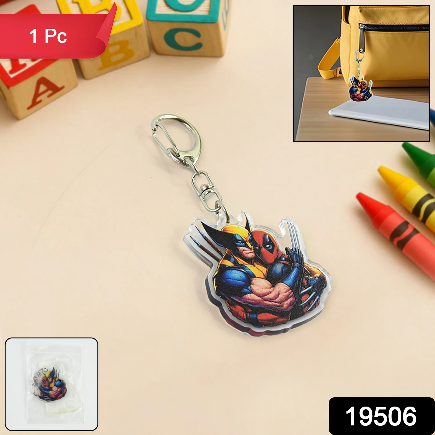 Cartoon Character Acrylic Keychain with Metal Clip - Image 2