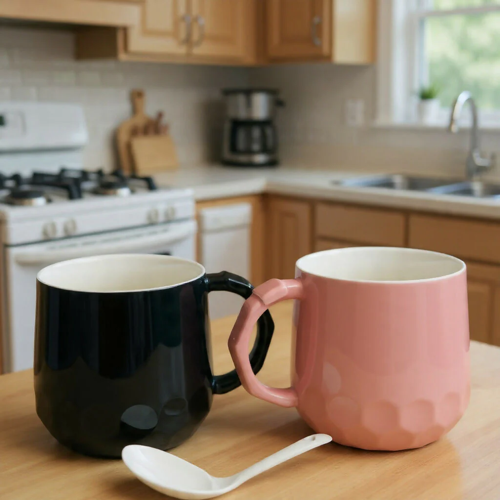 Cartoon Couple Printed Ceramic Mug Set of 2 with Spoons Gift Set (Design may vary) - Image 3