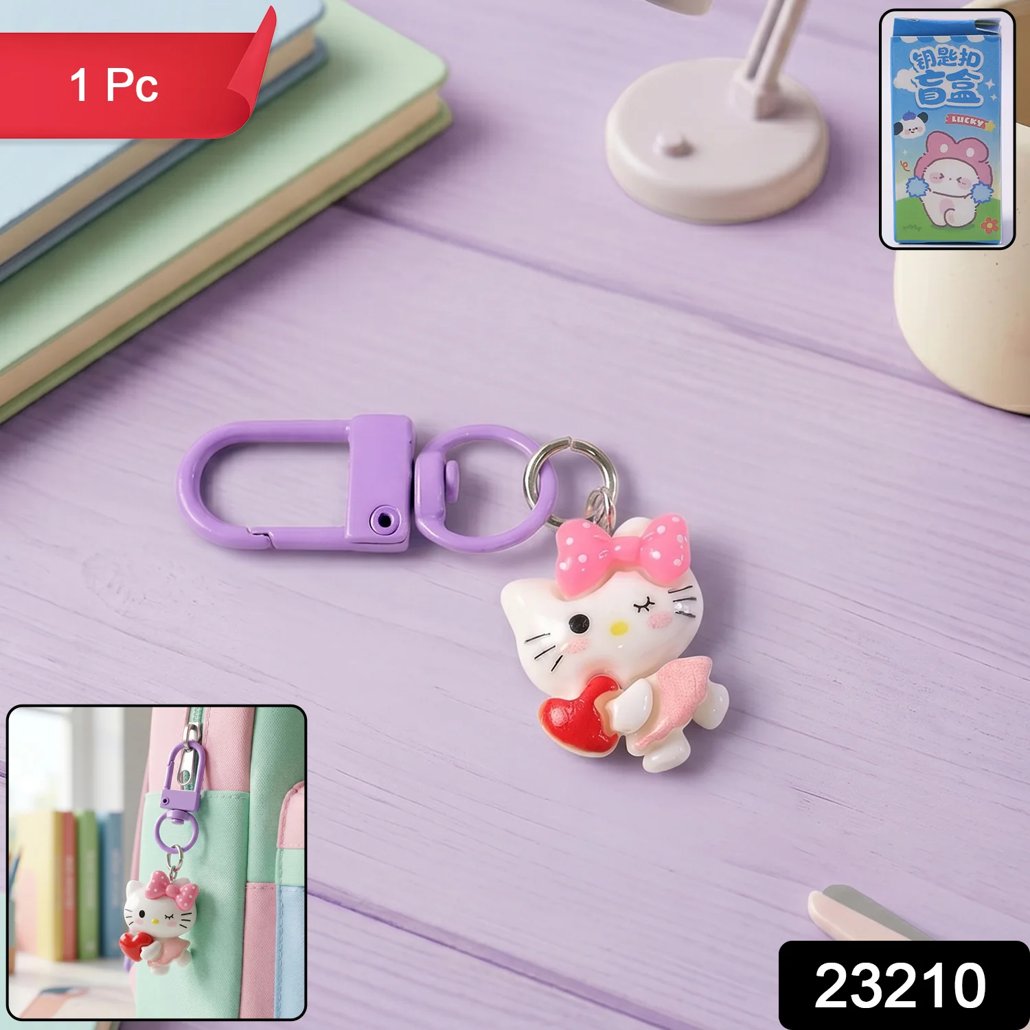 Cartoon Keychain with Heart and Bow (1 Pc) - Image 2