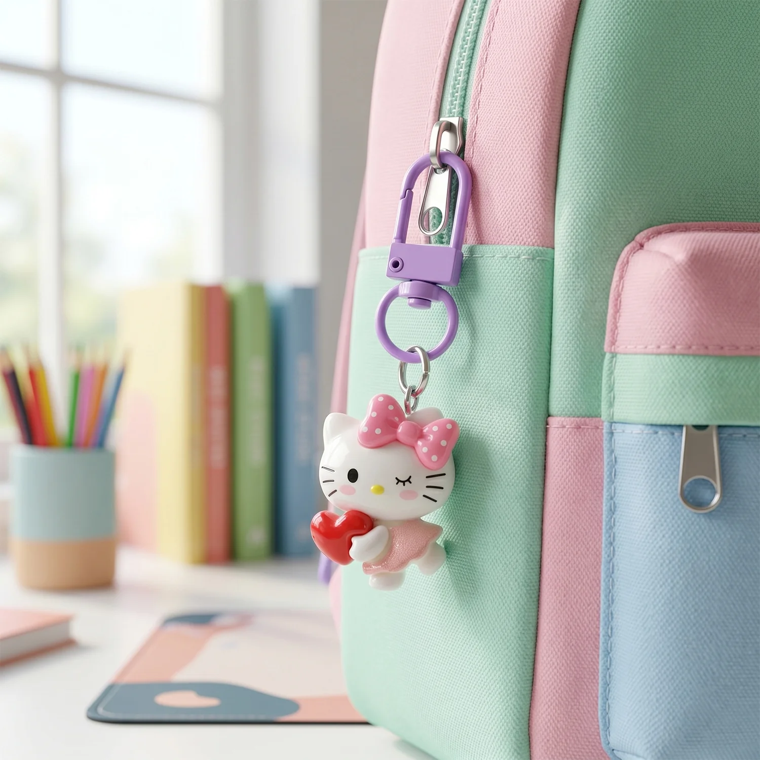 Cartoon Keychain with Heart and Bow (1 Pc) - Image 8