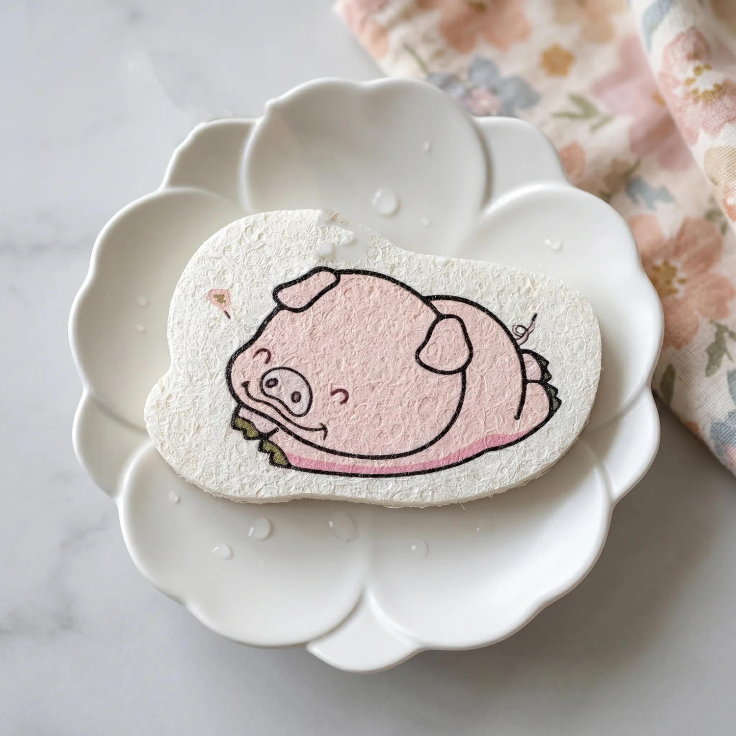 Cartoon Printed Bath Scrubber Sponge with Hanging Rope (1 Pc) - Image 8
