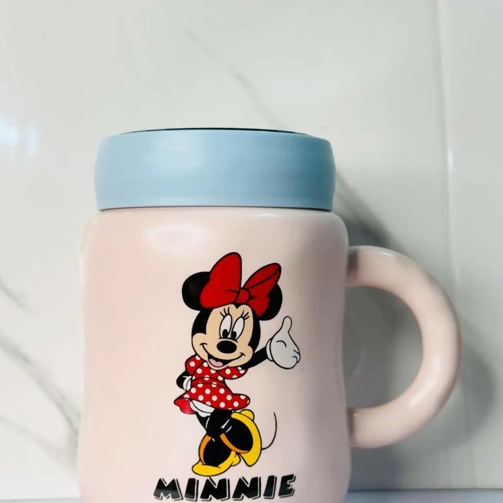 Cartoon Printed Ceramic Mug with Lid, Cute Coffee & Milk Cup - Image 5