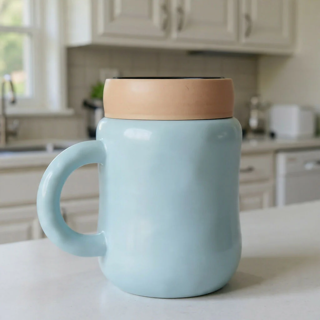 Cartoon Printed Ceramic Mug with Lid, Cute Coffee Tea Cup - Image 4