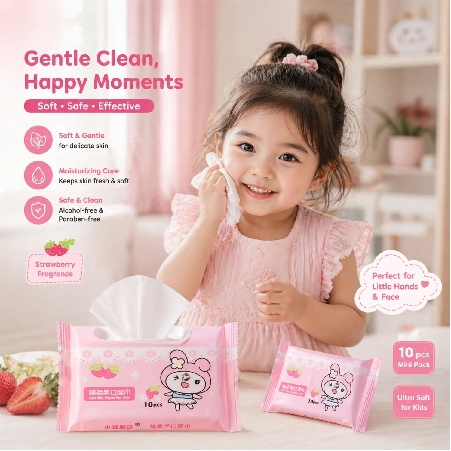 Cartoon Printed Soft Wet Wipes Pack 100Pc (10 Pack x 10 Pc Each) - Image 5