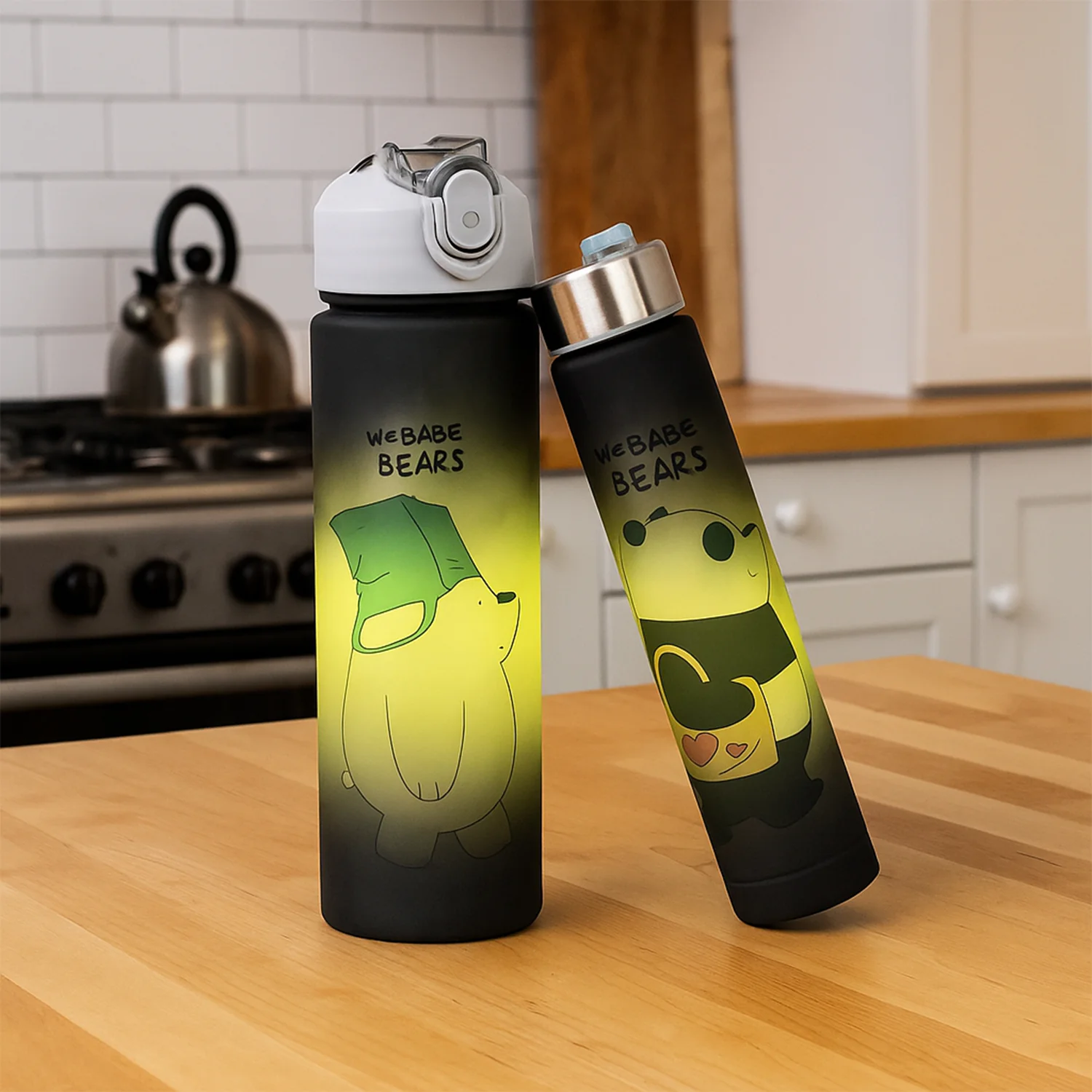 Cartoon Printed Water Bottles – 900 ml & 300 ml (2 Pc) - Image 4