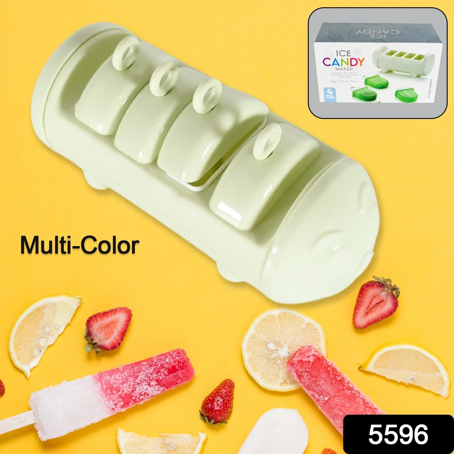 Cartoon Ice Candy Mold – 4-Cup Multicolor Set (1 Pc) - Image 2