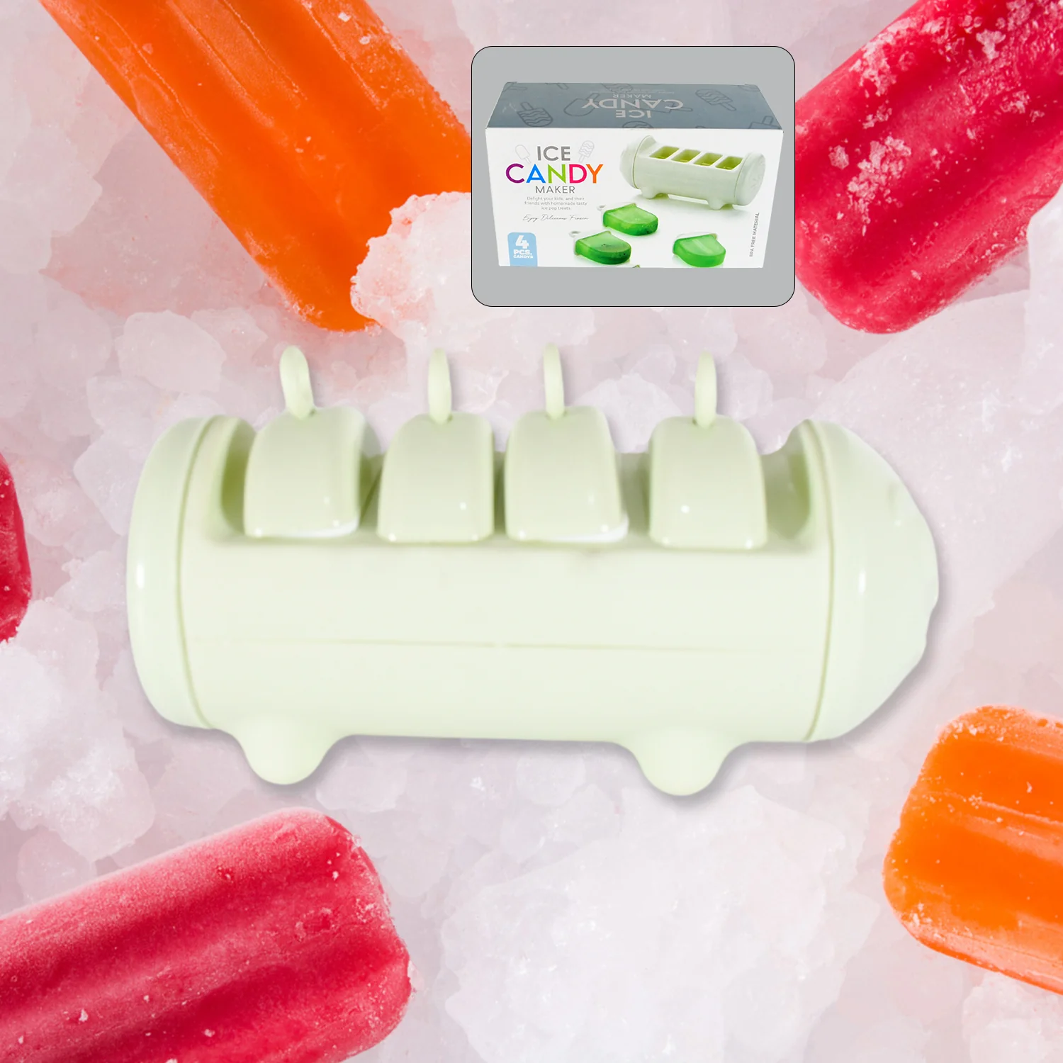 Cartoon Ice Candy Mold – 4-Cup Multicolor Set (1 Pc) - Image 3
