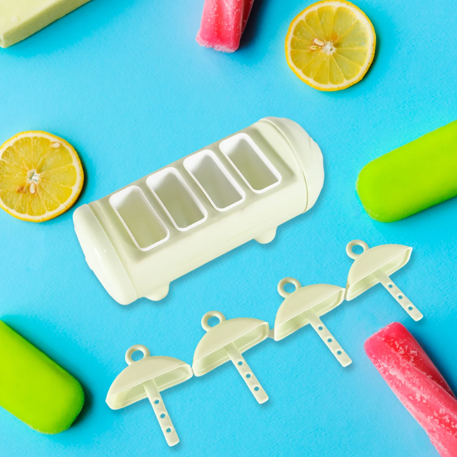 Cartoon Ice Candy Mold – 4-Cup Multicolor Set (1 Pc) - Image 5