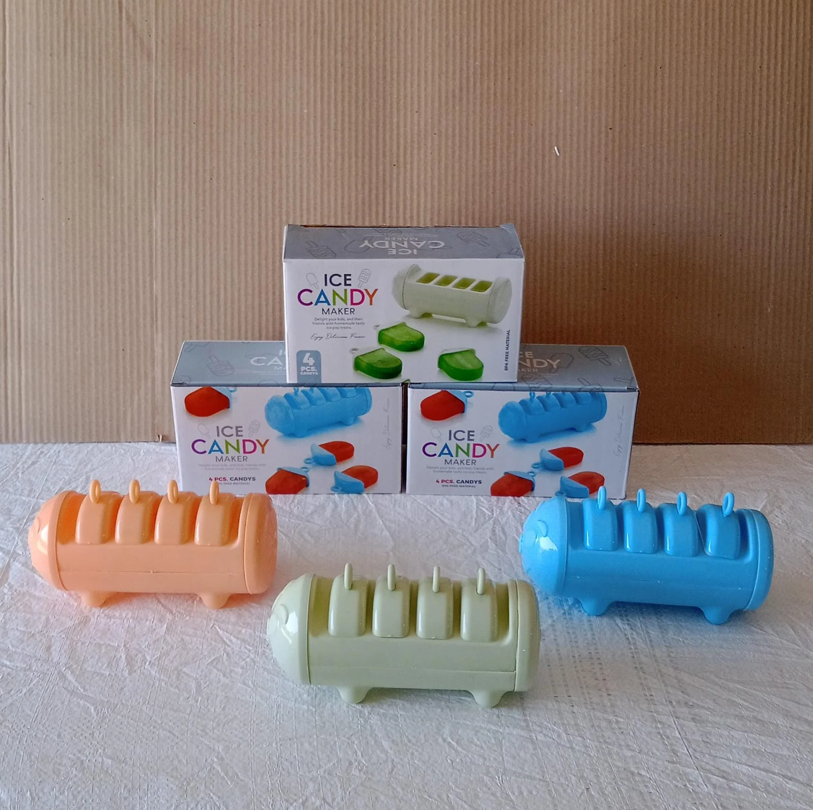 Cartoon Ice Candy Mold – 4-Cup Multicolor Set (1 Pc) - Image 7