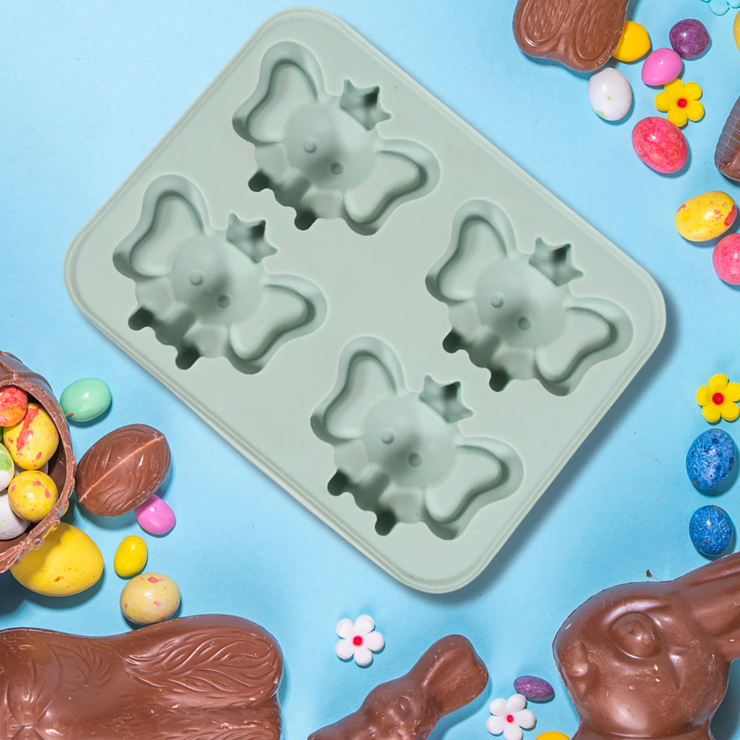 Silicone Cartoon Shape 4 Grid Ice Cube Tray  for Fridge 1 Pc - Image 6