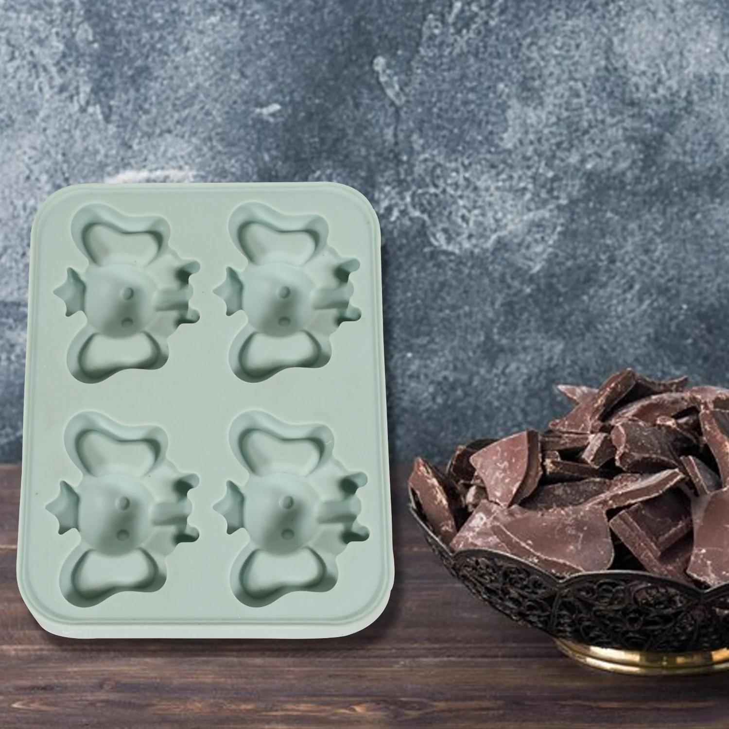 Silicone Cartoon Shape 4 Grid Ice Cube Tray  for Fridge 1 Pc - Image 7