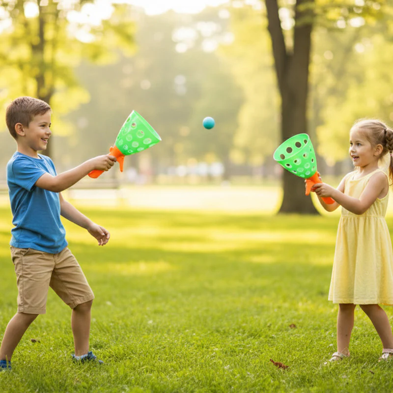 Catch Ball Game for Kids | Two Bouncer Handlers & Rubber Balls | 3+ Age - Image 3