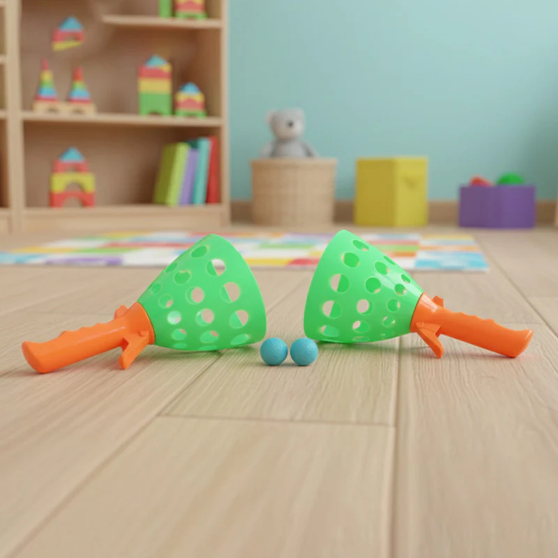 Catch Ball Game for Kids | Two Bouncer Handlers & Rubber Balls | 3+ Age - Image 4