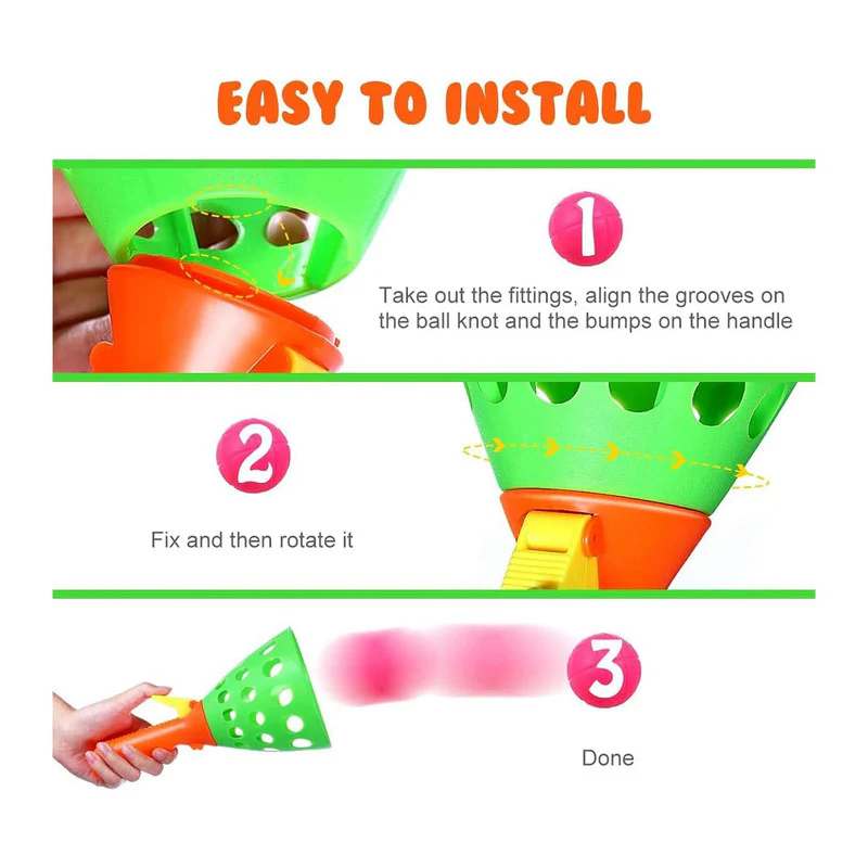 Catch Ball Game for Kids | Two Bouncer Handlers & Rubber Balls | 3+ Age - Image 6