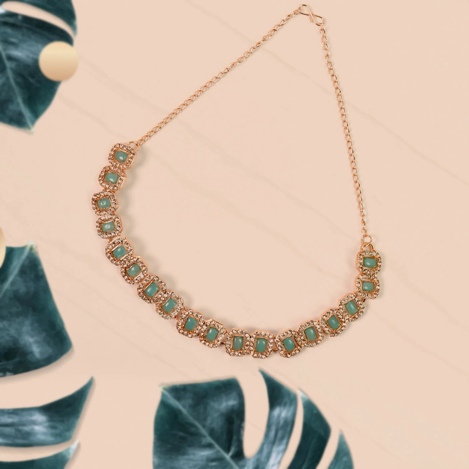 Celestial Elegance: White and Sky Blue Diamond Necklace - Image 2