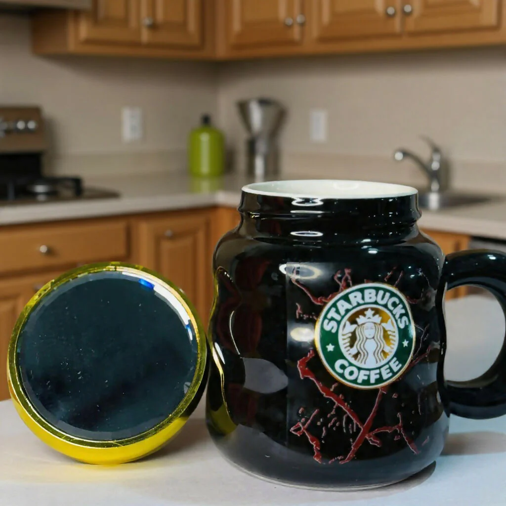 Ceramic Coffee Mug with Lid & Marble Design, Stylish Tea Cup (Color may vary) - Image 4