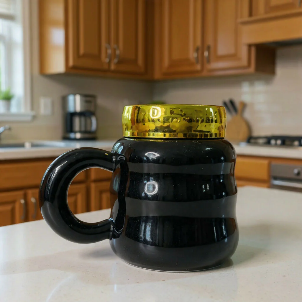 Ceramic Coffee Mug with Lid & Marble Design, Stylish Tea Cup (Color may vary) - Image 6