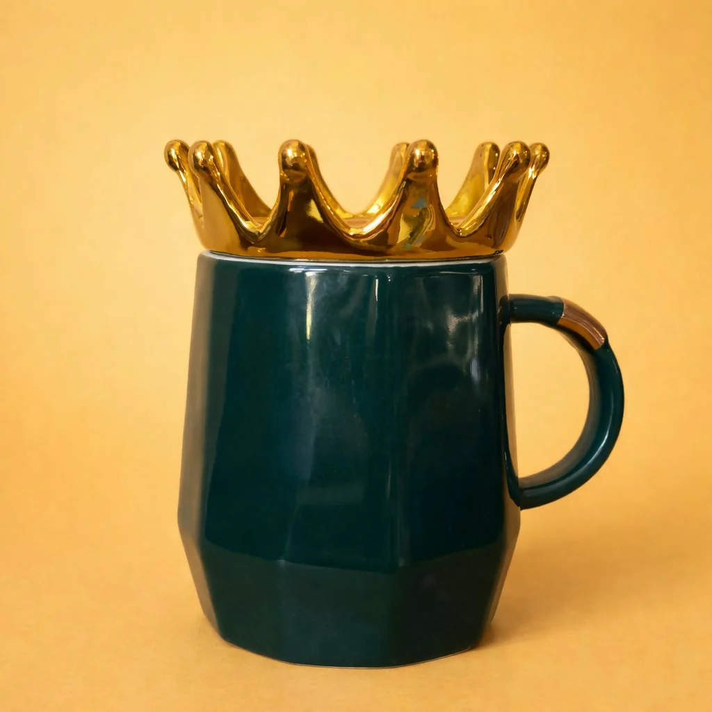 Ceramic Crown Lid Coffee Mug Stylish Motivational Tea Cup - Image 3