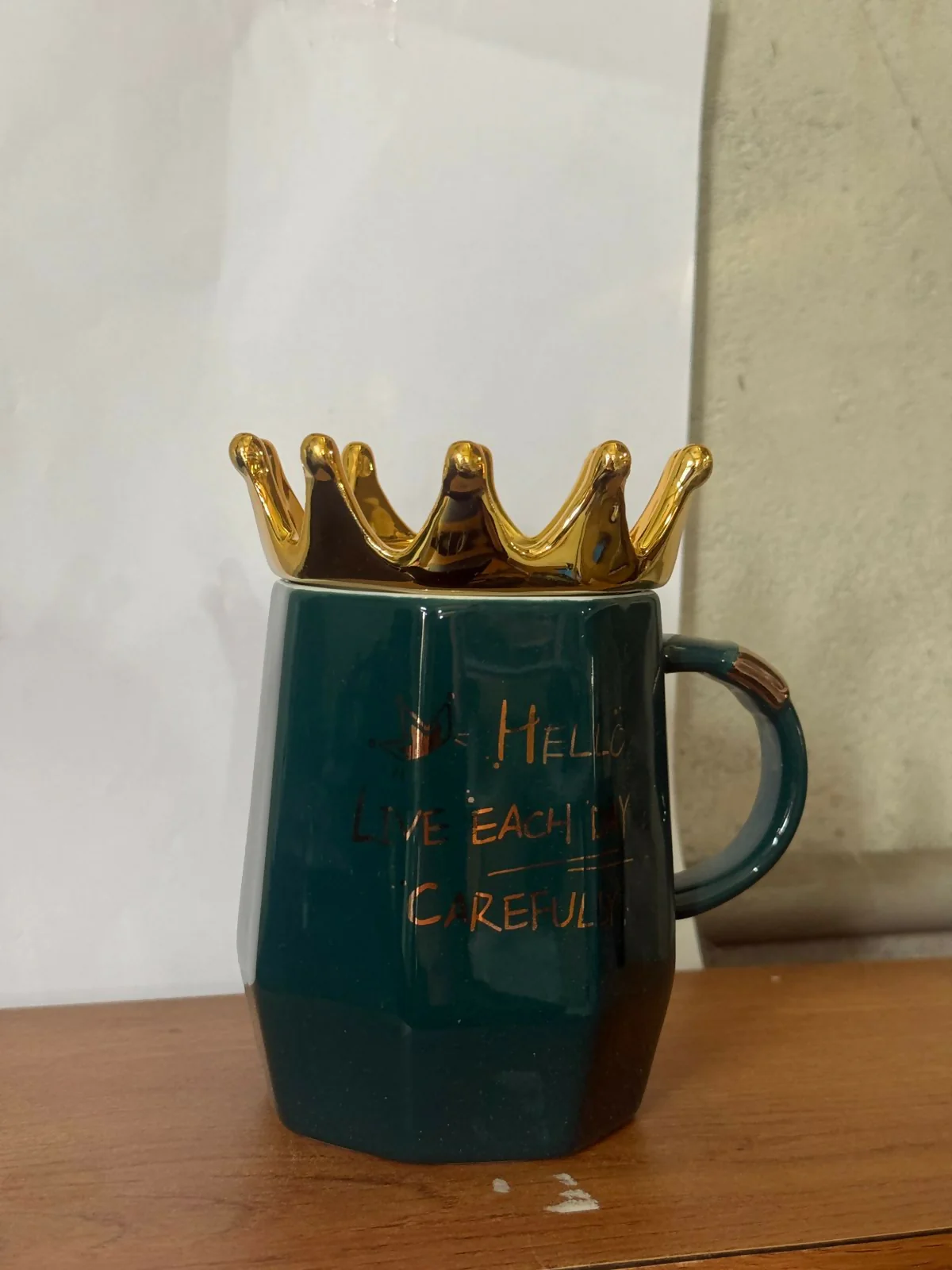Ceramic Crown Lid Coffee Mug Stylish Motivational Tea Cup - Image 5