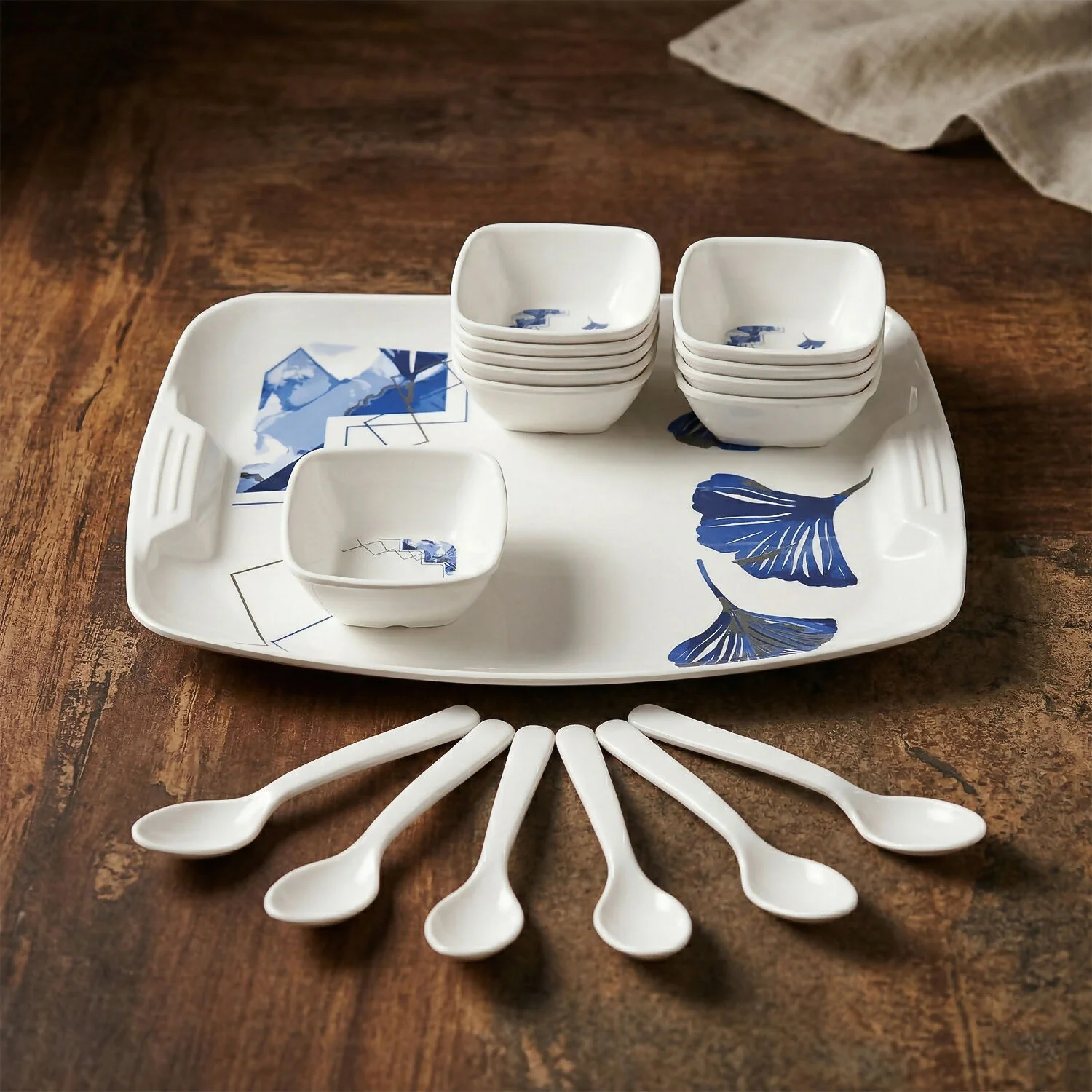 Ceramic Dinner Set with Serving Bowls, Plates & Spoons 40 Pc - Image 4