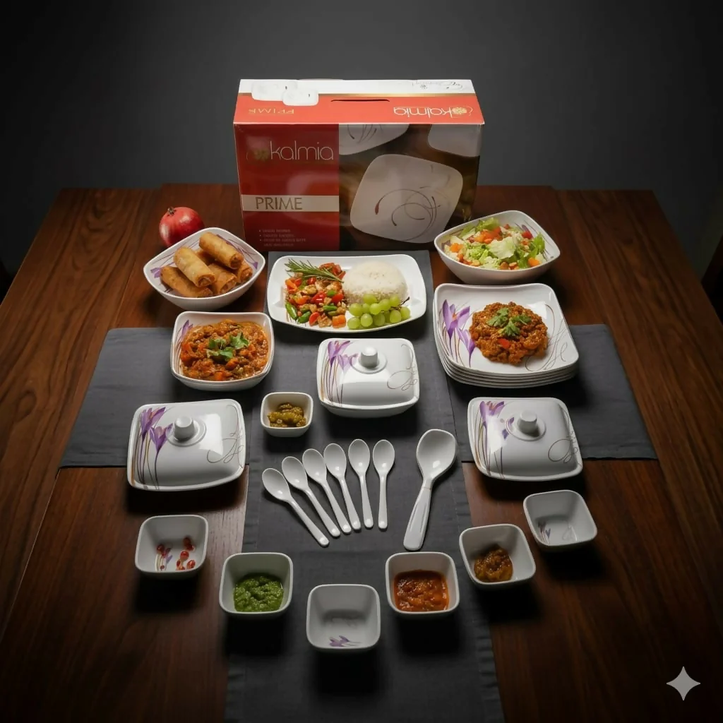 Ceramic Dinner Set with Serving Bowls, Plates & Spoons 40 Pc - Image 6