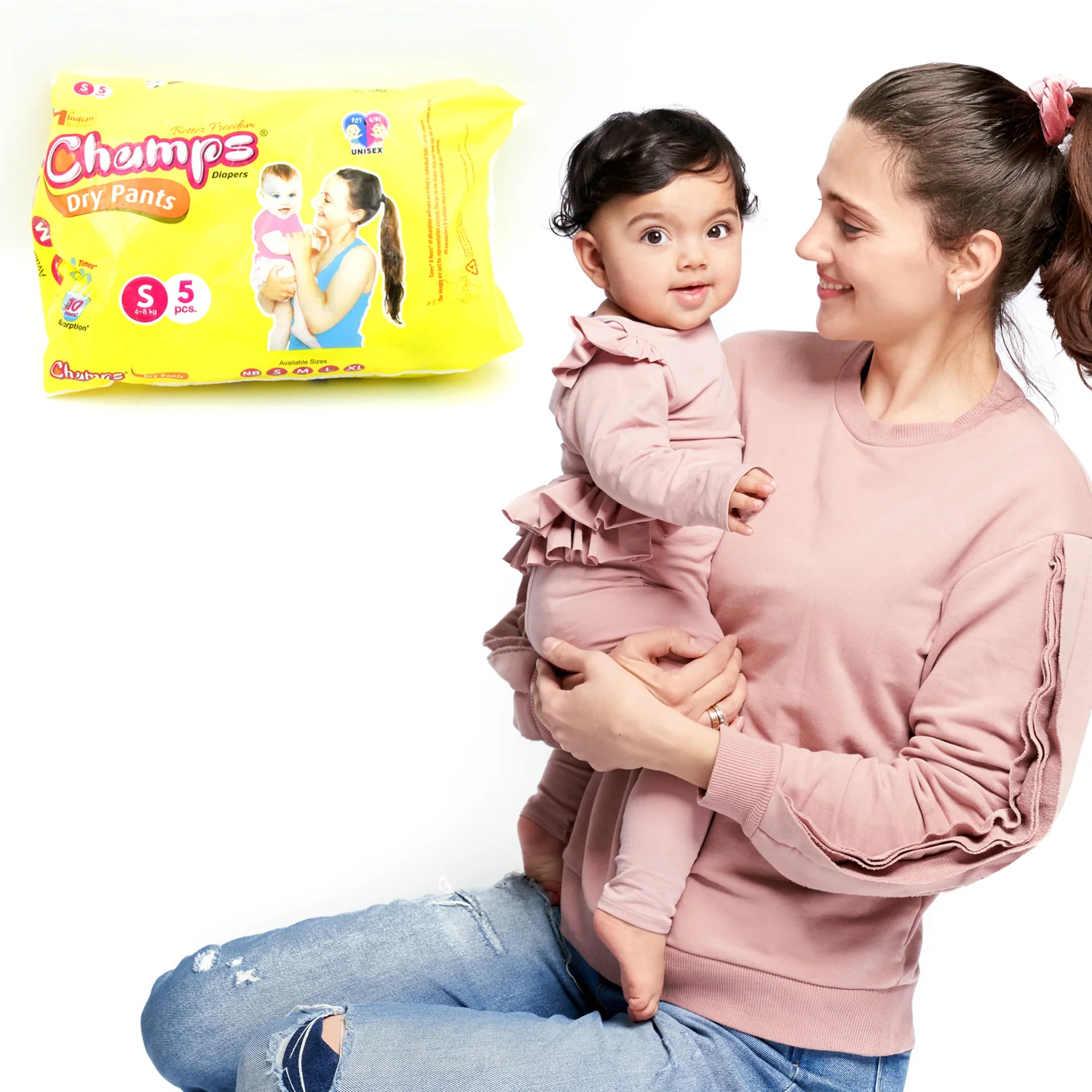 Travel-Friendly Diapers: Champs Small Diaper Pants (5 Pack) - Leakproof - Image 6