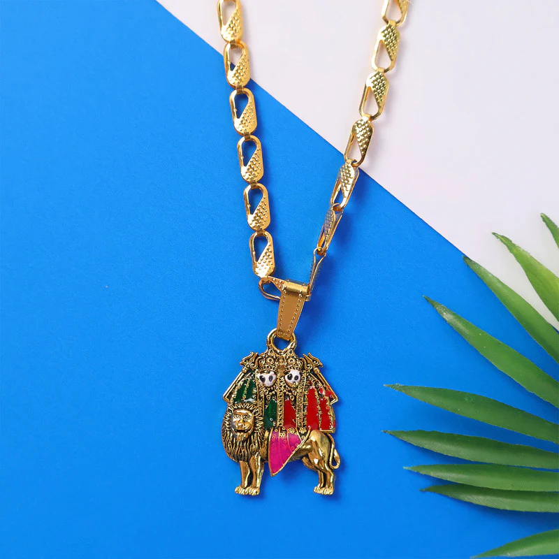 Chamunda Mata Devotional Pendant Necklace with Designer Chain - Image 5