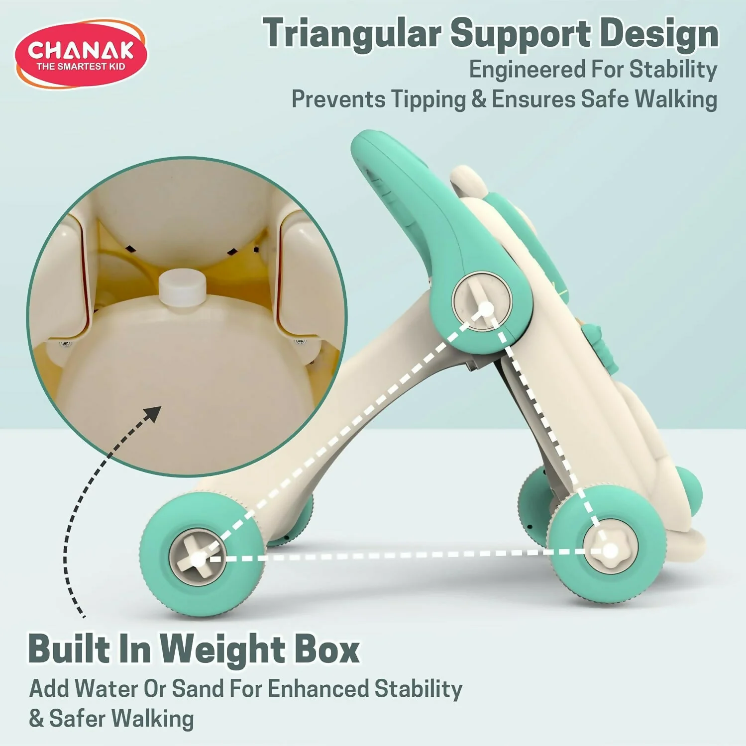 Aditi Happy Feet Baby Walker, Anti-Slip Wheels, Music, Stable Design with Water Tank (9+Month) - Image 6