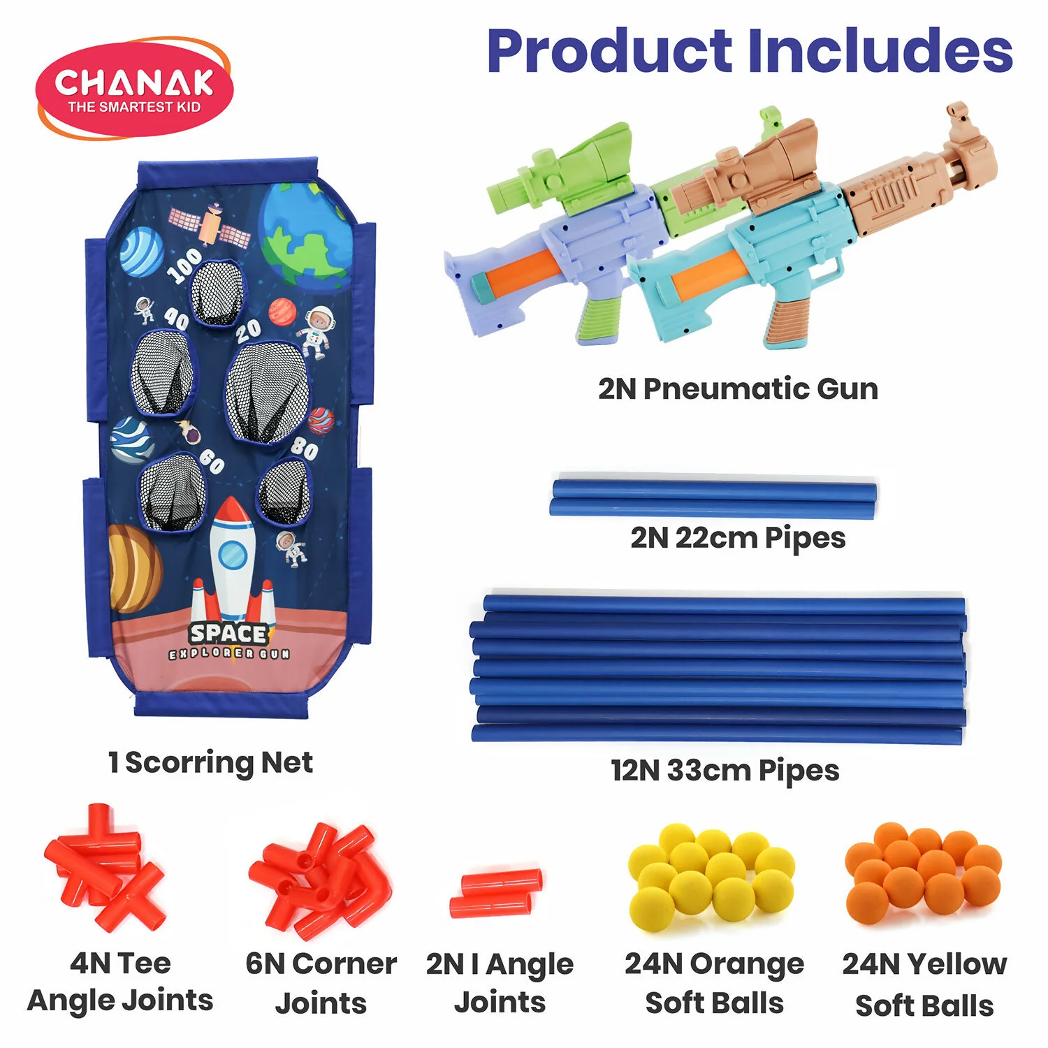 Aditi Space Explorer Pack Of 2 Pneumatic Gun Toy Stand Include 24 Soft Foam Ball - Image 5