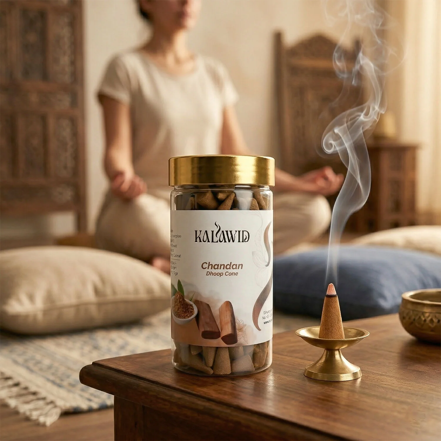 Chandan Dhoop Cone Jar for Long Lasting Fragrance & Daily Spiritual Use (100 Gm) - Image 4