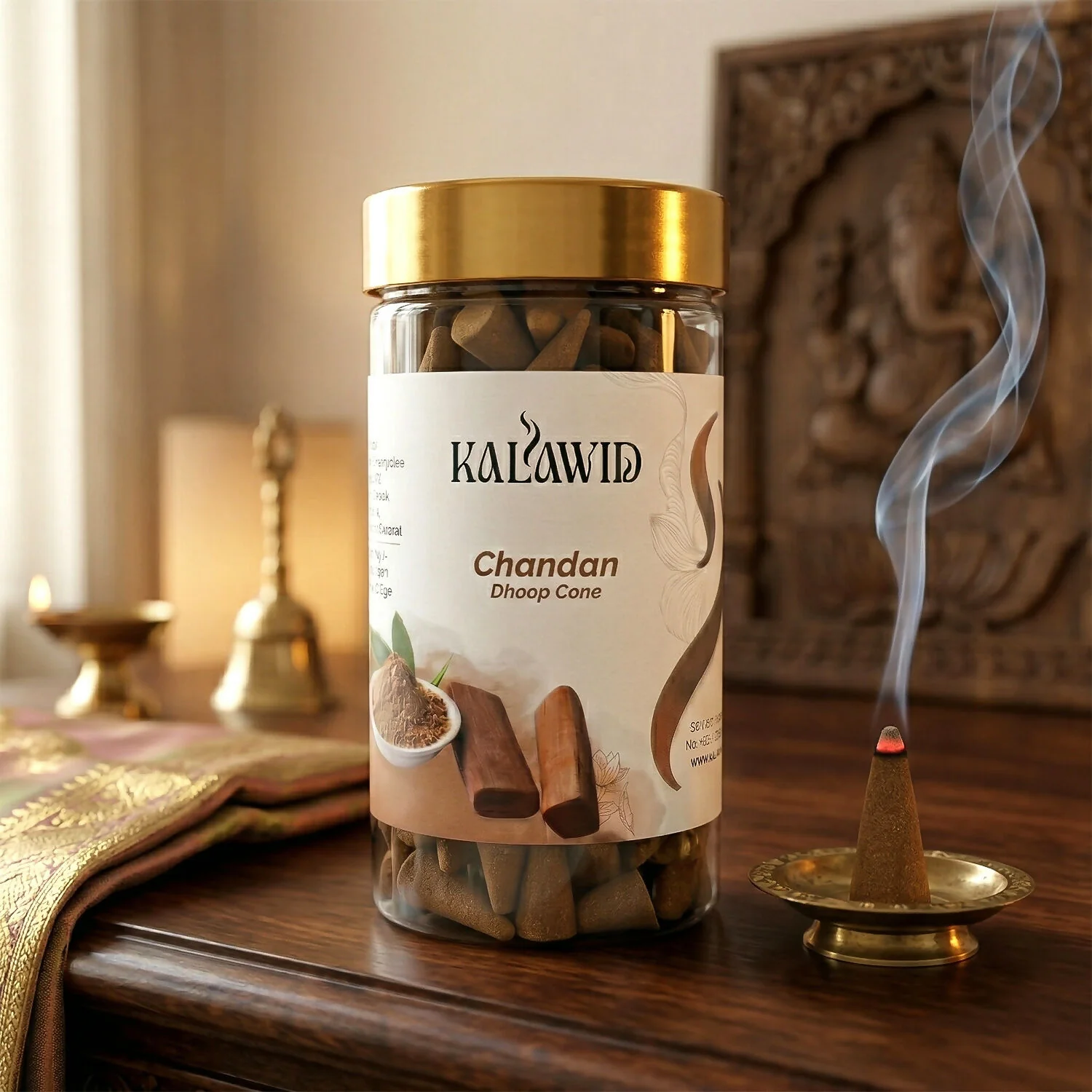 Chandan Dhoop Cone Jar for Long Lasting Fragrance & Daily Spiritual Use (100 Gm) - Image 5