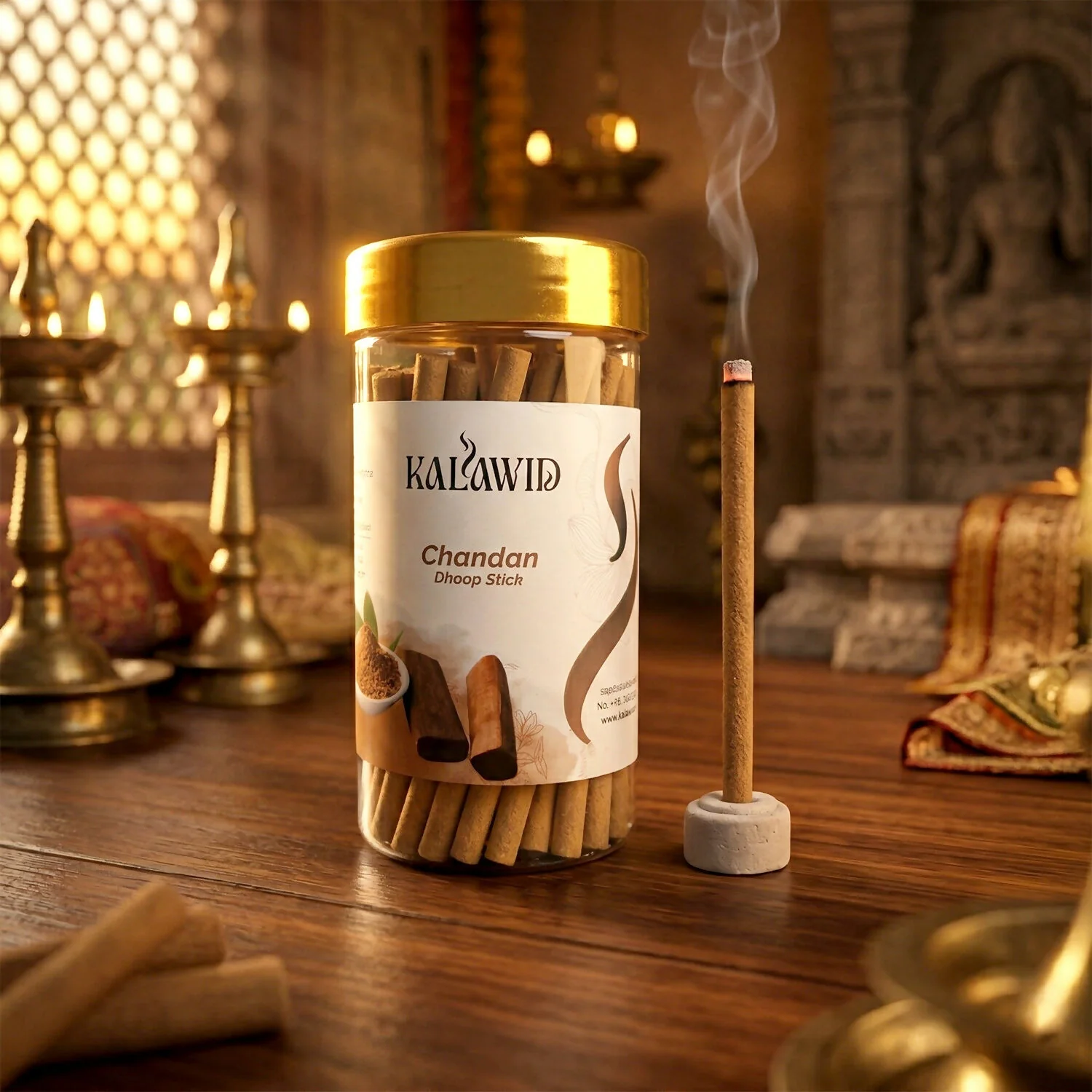 Chandan Dhoop Sticks Jar for Soothing Fragrance & Calm Spiritual Atmosphere (100 Gm) - Image 2