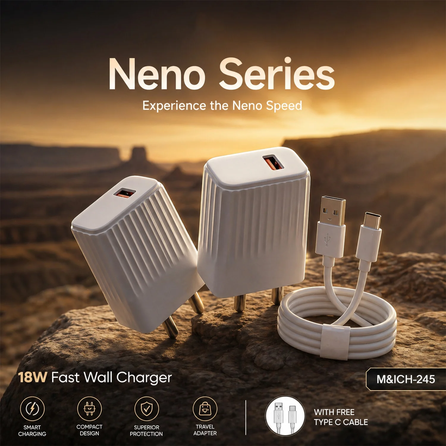 18W Fast Charging USB Wall Adapter with Free Type C Cable - Image 5