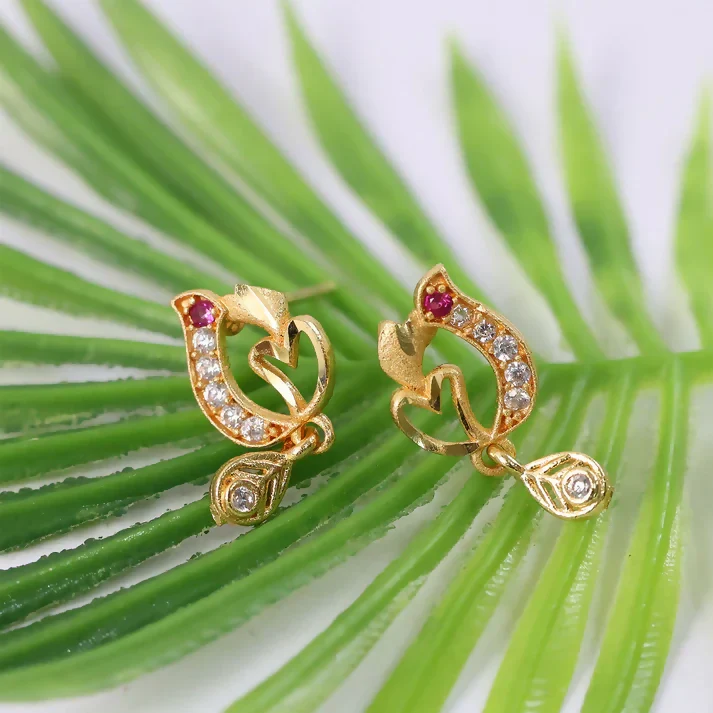 Charming Designer Heart Drop Earrings in Gold Finish - Image 3