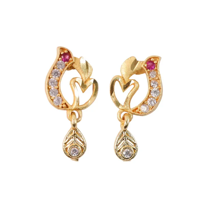 Charming Designer Heart Drop Earrings in Gold Finish - Image 5