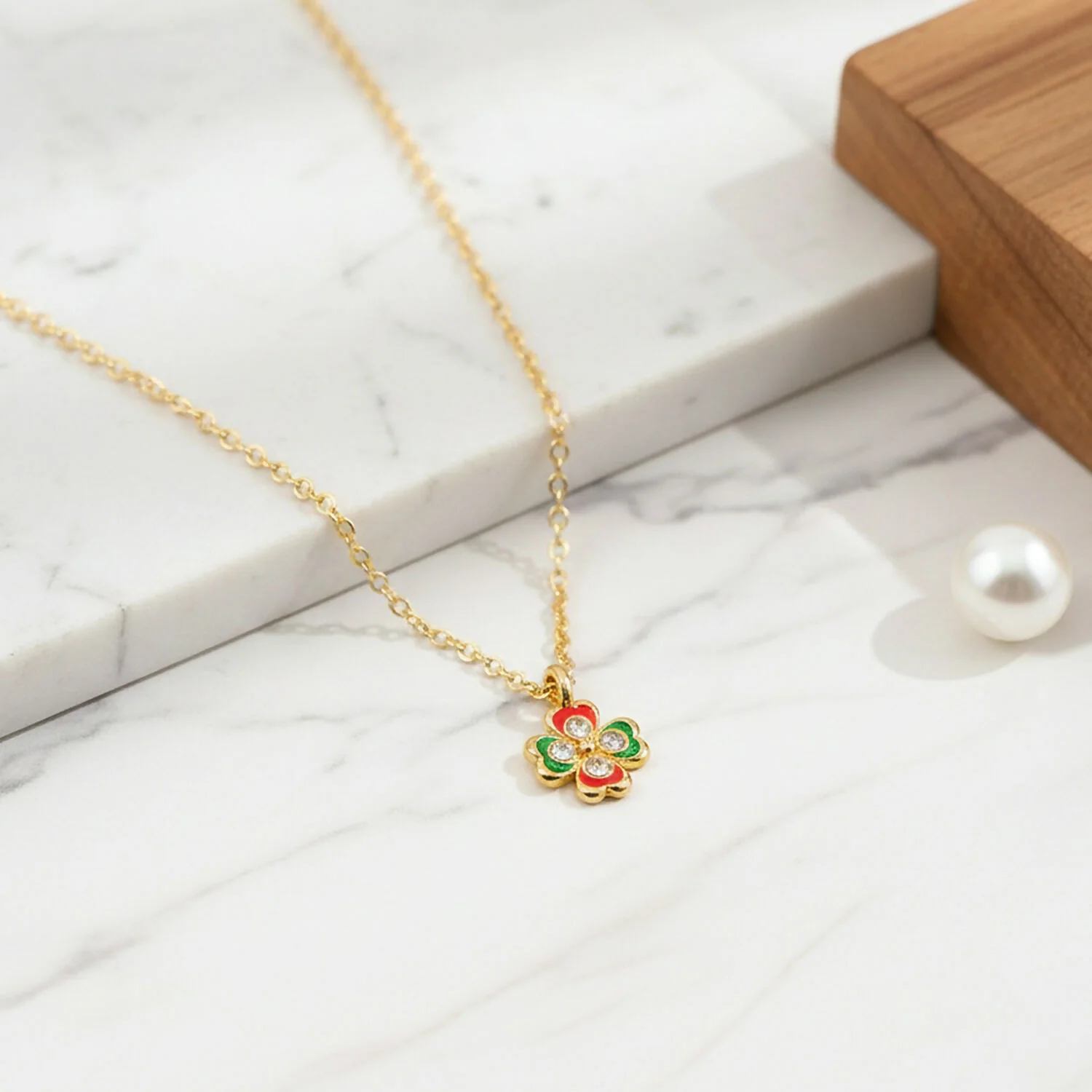 Charming Floral Charm Pendant Necklace with Chain for Women - Image 4
