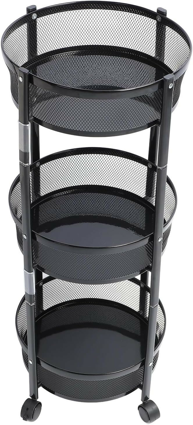 Collapsible 3-Tier Kitchen Trolley with Wheels | Foldable Metal Mesh Storage Rack | Heavy-Duty Vegetable & Fruit Basket Stand | Multipurpose Utility Cart for Home & Office - Image 10