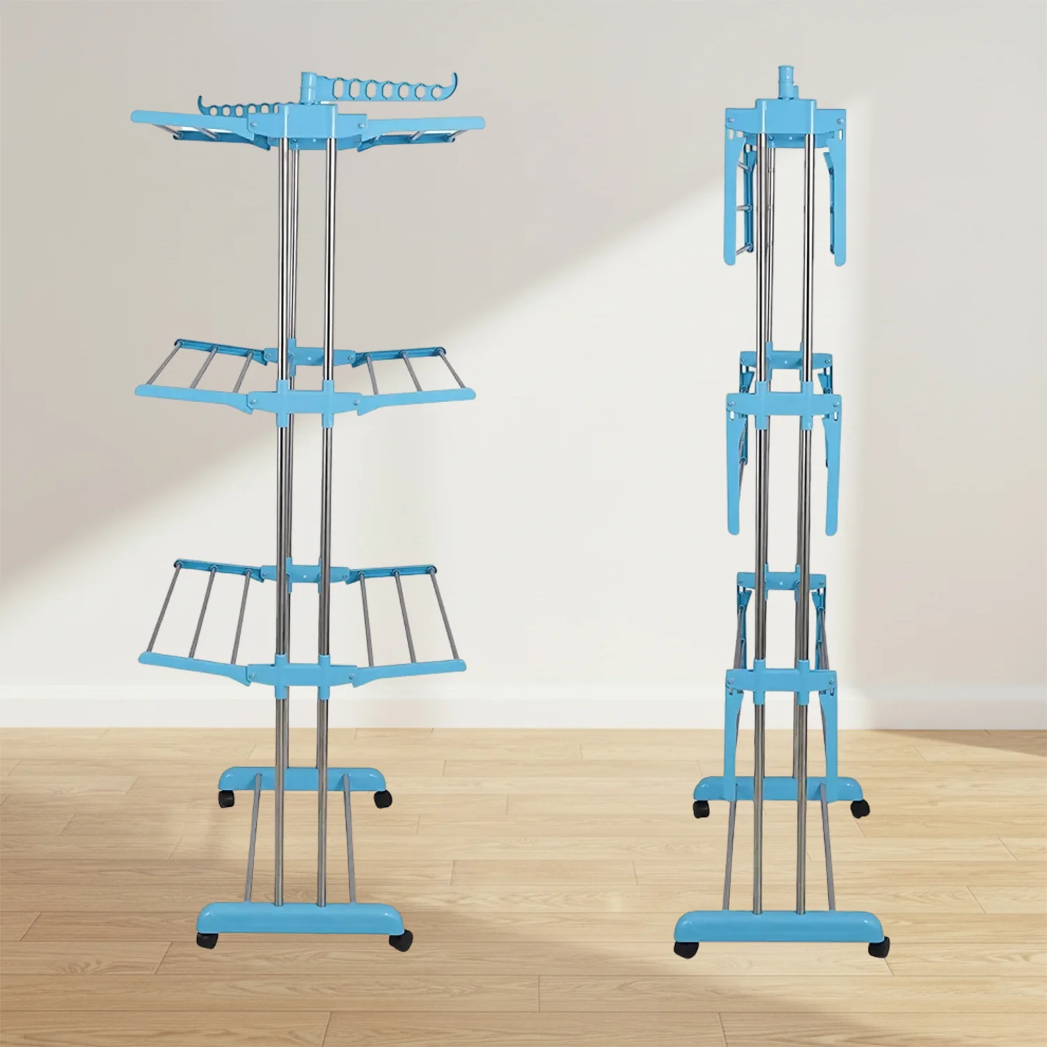 Foldable Cloth Drying Stand with Wheels – Multi-Layer Heavy Duty Rack - Image 6