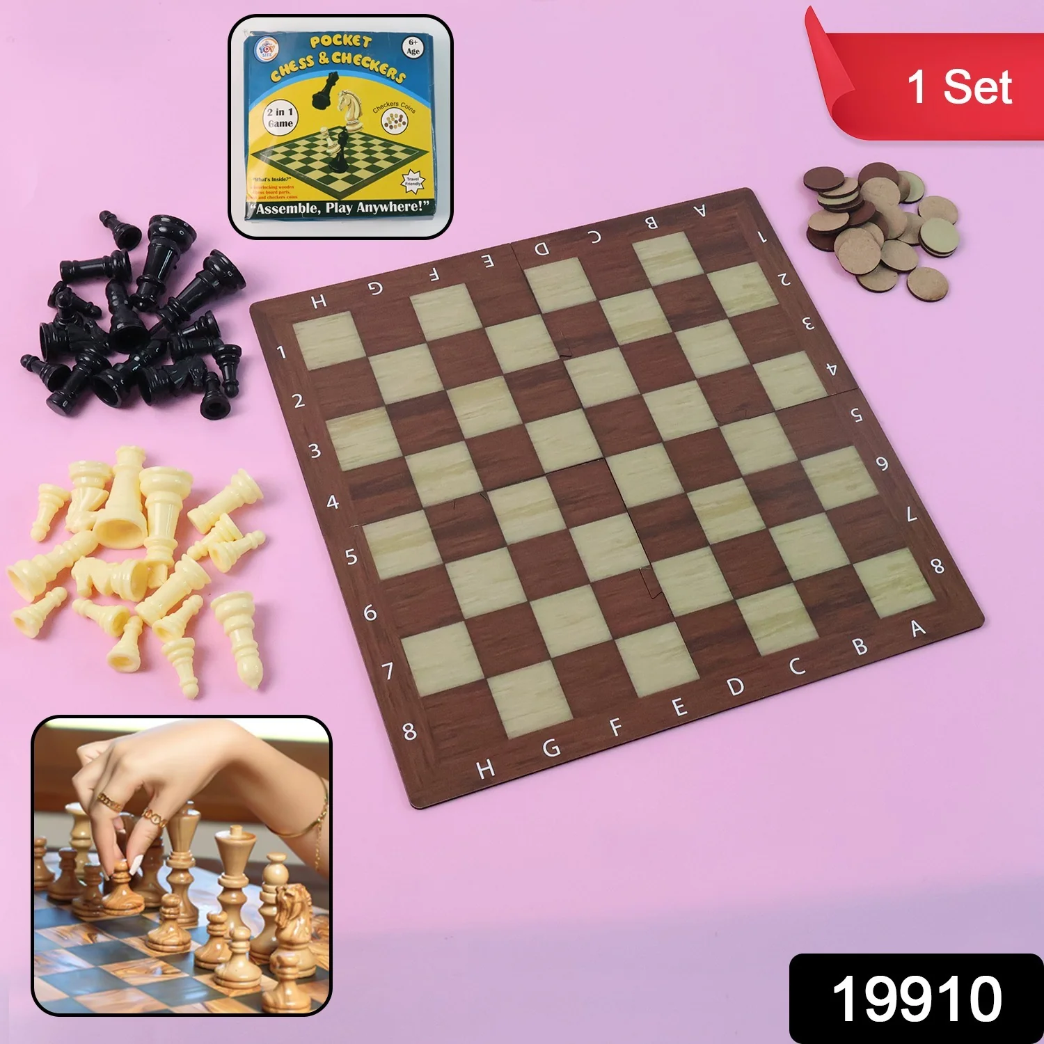 Chess & Checkers 2-in-1 Travel Game - (1 Set) - Image 2